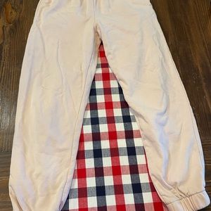 Sweatpants one size - fits like a s/m. Very lite pink